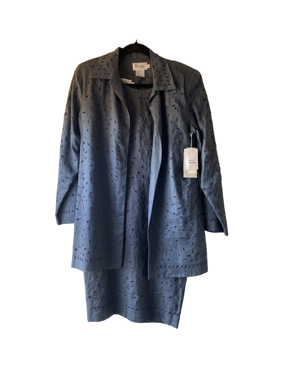 VINTAGE J Song Skirt Suit Womens Size 6 100% Linen Gray Career Office Work NWTF